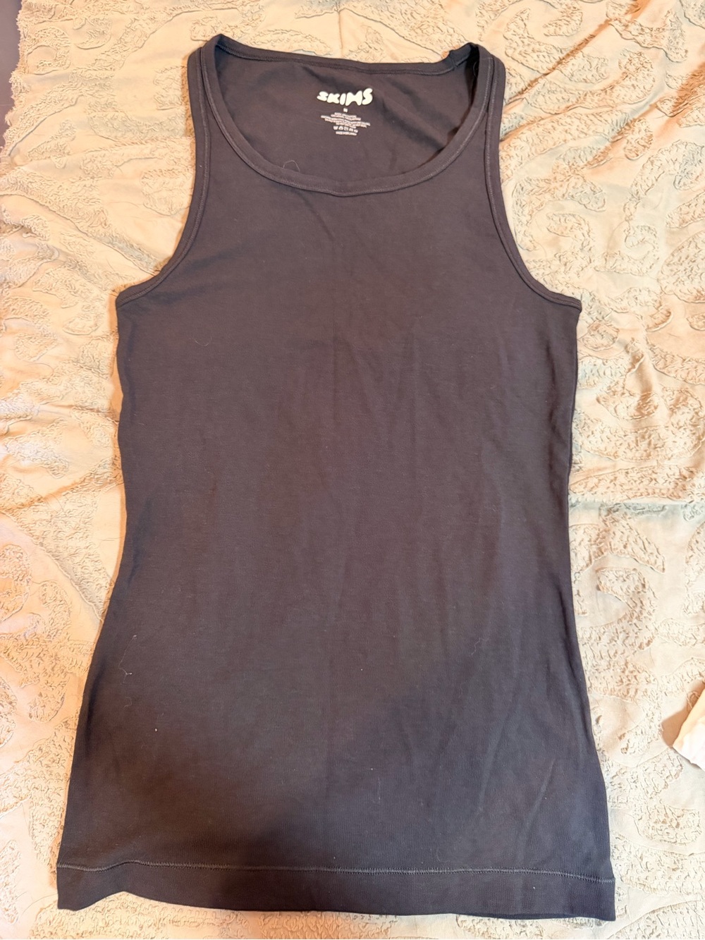 SKIMS Black Scoop Tank — Stretch Cotton Layering Top